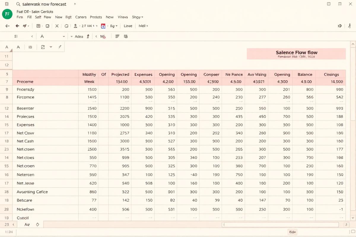 Cash Flow Forecast Dashboard Excel dashboard preview for salon owners
