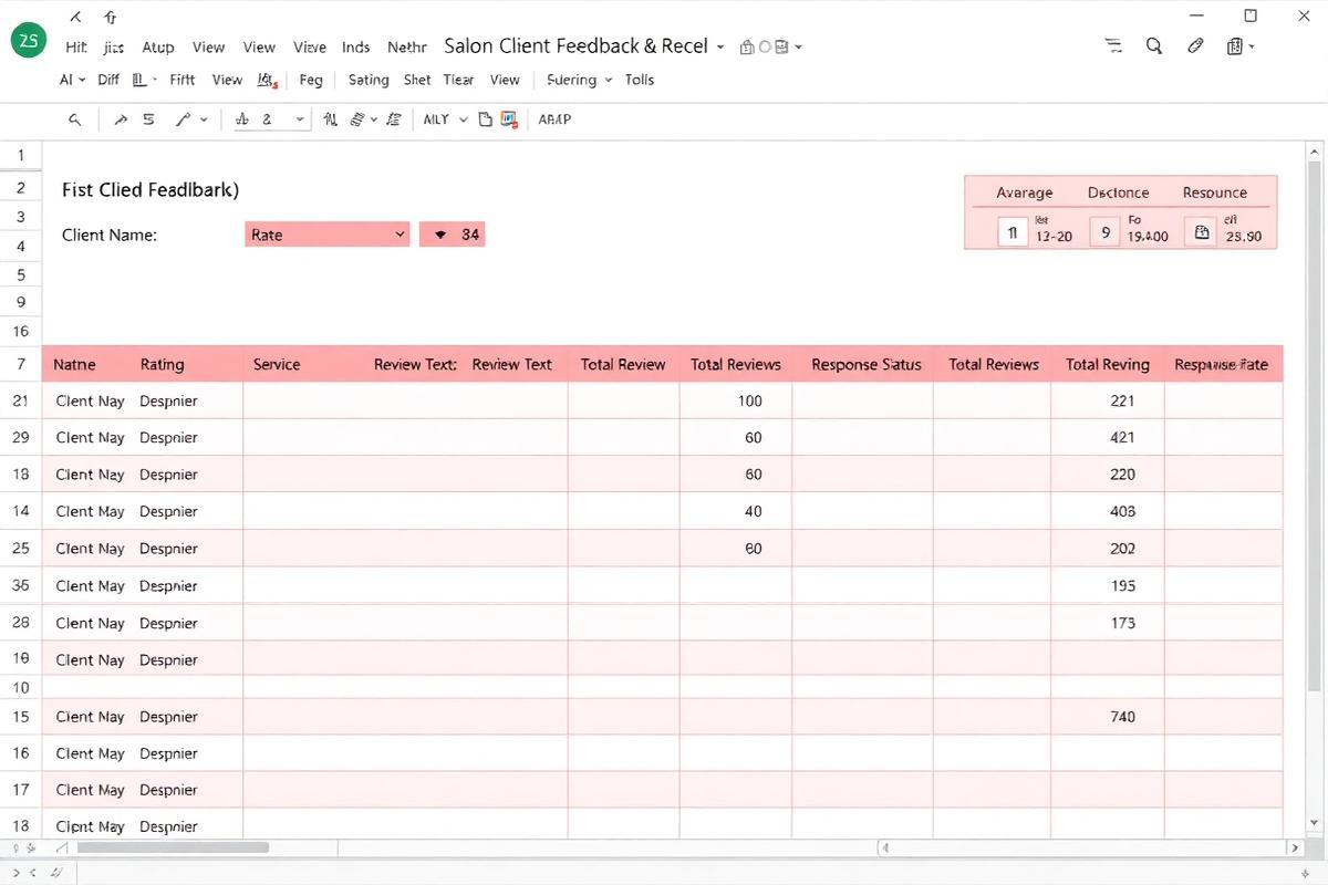 Client Feedback & Reviews Tracker Excel dashboard preview for salon owners