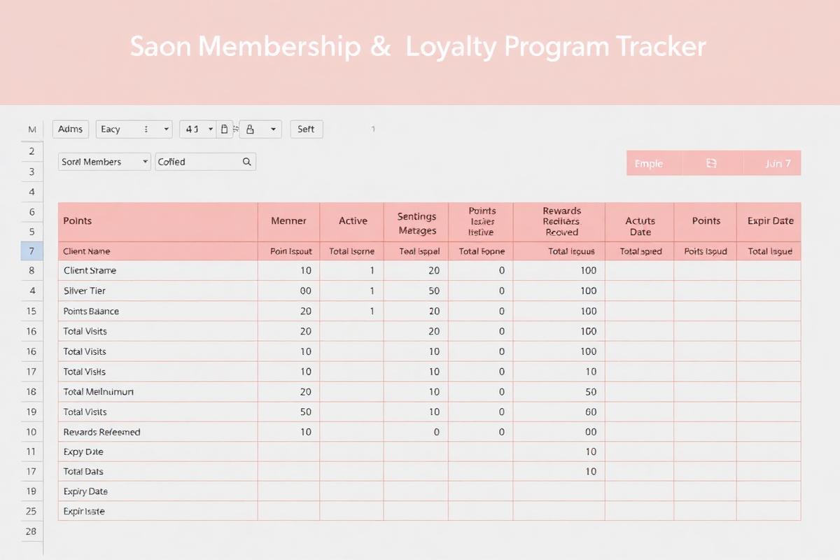 Membership & Loyalty Program Excel dashboard preview for salon owners